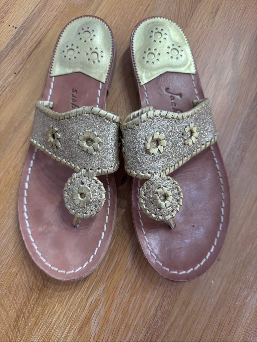 Jack Rogers Gold sparkle sandals